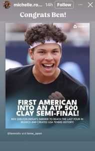 Michelle Rodman posts about Ben Shelton's historic achievement